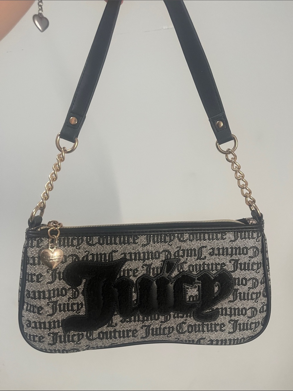 Juicy Couture Black and Gold Logo Shoulder Bag
